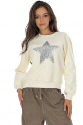 RohBoutique Hanorac casual din bumbac cu motiv stea Crem Roh BR2881