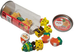  Karácsonyi mini radír szett, 12 db radír hengerben (KDS-045387)