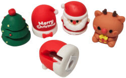  Karácsonyi hegyező, 1 lyukú, 3x3, 5 cm, 4 féle (karácsonyfa, mikulás sapka, télapó, rénszarvas) (KDS-182472) - mesescuccok