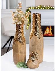  „Lausanne exkluzív matt fa hatású barna és fényes bronz színekben pompázó modern nyakas kerámia váza - 52cm