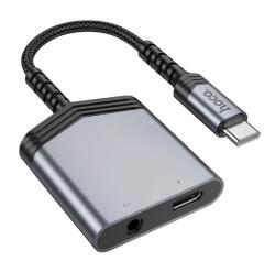 hoco. LS39 audió adapter és töltőkábel (elosztó, Type-C+3.5mm jack aljzat - Type-C, 27W, 15cm) VILÁGOSSZÜRKE (LS39)
