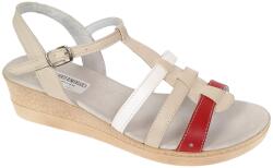 MV Ciucaleti Oferta Sandale dama din piele naturala de 5 cm Bej Rosu Alb - LS12RBA, marimea 37