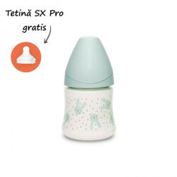 Suavinex Biberon 150 ml Hygge Suavinex cu tetina rotunda din silicon, debit lent, iepuras verde (8426420069014)