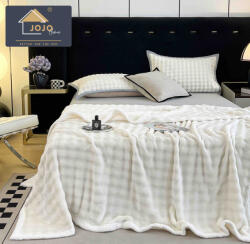 Jojo Home Patura cocolino 200x230cm, gofrata cu bordura alba, alba-F072 (F072) Patura