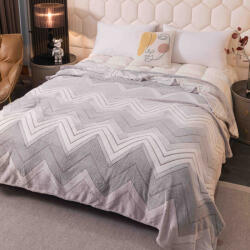 Jojo Home Patura pufoasa cocolino 200x230cm, gri deschis, dungi in zig zag-F077 (F077) Patura