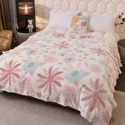 Jojo Home Patura pufoasa cocolino 200x230cm, alba, flori-F089 (F089) Patura