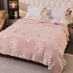 Jojo Home Patura pufoasa cocolino 200x230cm, roz, Puppy Paw-F079 (F079) Patura