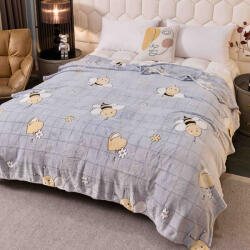 Jojo Home Patura pufoasa cocolino 200x230cm, gri, albinute si inimioare-F082 (F082) Patura
