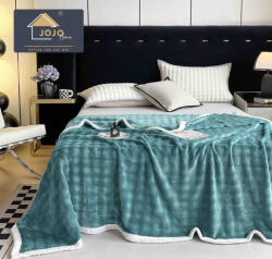 Jojo Home Patura cocolino 200x230cm, gofrata cu bordura alba, turcoaz-F069 (F069) Patura