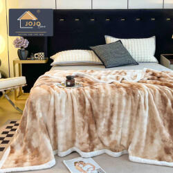 Jojo Home Patura cocolino 200x230cm, gofrata cu bordura alba, bej-alba-F073 (F073) Patura