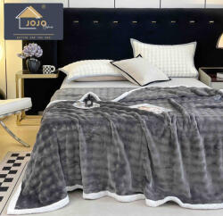 Jojo Home Patura cocolino 200x230cm, gofrata cu bordura alba, gri inchis-F066 (F066) Patura