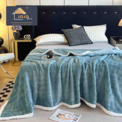 Jojo Home Patura cocolino 200x230cm, gofrata cu bordura alba, albastra-F065 (F065) Patura