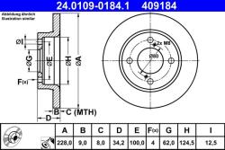 ATE Disc frana spate Suzuki Baleno ATE 24.0109-0184.1 (24.0109-0184.1)