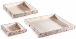 Decorer Set 3 tavi lemn natur cm 38 x 38 x 4 H, 25 x 25 x 4 H, 18 x 18 x 4 H (A51.56.45) Tava
