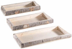 Decorer Set 3 tavi lemn natur 48 x 23 x 4 H, 38 x 18 x 4 H, 32 x 14 x 4 H (A51.56.46) Tava