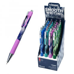 Vinson Golyóstoll nyomógombos 0, 7mm Wood vegyes test displ 24 db/display (108) (108)