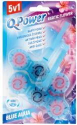  Q-Power merev WC-függöny, kék, vízkék, egzotikus virágmintás, 2 db