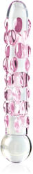 Pipedream Icicles No. 7 - dildo din sticlă cu perle roz (17, 8 cm) Dildo