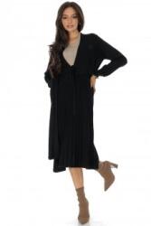 RohBoutique Rochie tricotata midi cu cardigan atasat si o esarfa Negru Roh DR4791