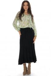 RohBoutique Fusta midi tricotata cu volan la tiv Negru Roh FR564