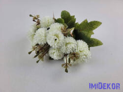  Krizantém 5 ágú selyemvirág csokor 28cm - Krém