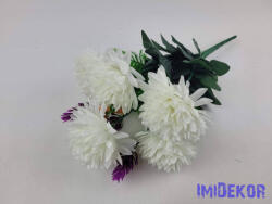  Krizantém 9 ágú 5 fejes selyem csokor 38cm - Törtfehér