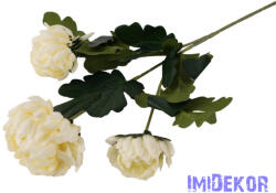  Krizantém 3 fejes selyem ág 68cm - Krém-Zöldes