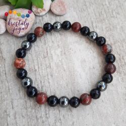 Kristály Jóga Shop Védelmező breccsajáspis, hematit, ónix 8 mm-es ásvány karkötő