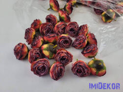  Rózsa szárazhatású selyem fej 4, 5cm - Pirosas Narancs