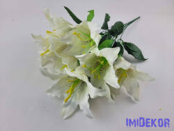  Liliom 7 fejes selyemvirág csokor 49cm - Törtfehér