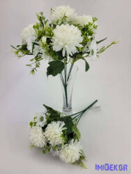  Krizantém 7v selyem csokor 31cm - Fehér