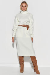 Makadamia Kötött ruha garbóval és zsebekkel S105 | ecru