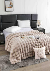 Jojo Home Patura cocolino de lux din blana artificala de iepure 200x230cm, cappuccino-F098 (F098) Patura