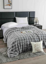 Jojo Home Patura cocolino de lux din blana artificala de iepure 200x230cm, gri deschis-F091 (F091) Patura