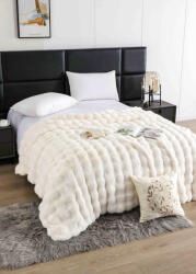 Jojo Home Patura cocolino de lux din blana artificala de iepure 200x230cm, crem-F090 (F090) Patura