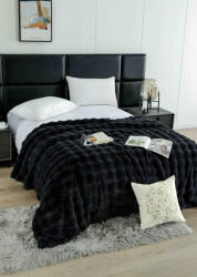 Jojo Home Patura cocolino de lux din blana artificala de iepure 200x230cm, neagra-F097 (F097) Patura
