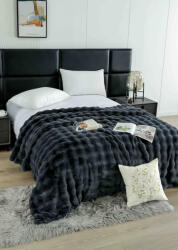 Jojo Home Patura cocolino de lux din blana artificala de iepure 200x230cm, gri inchis-F093 (F093) Patura