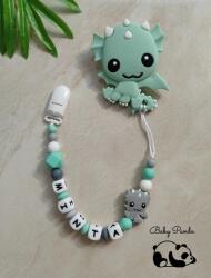 Baby Panda Névre szóló rágcsalánc - Sárkány - zöld