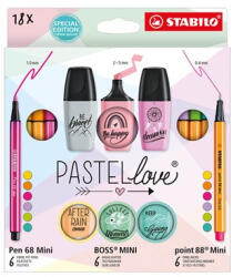 STABILO Írószer szett Stabilo Pastellove 18 db-os klt (77/5-8-5)