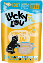 Lucky Lou 12x70g Lucky Lou Extra Food Csirke & tonhal húslevesben nedves macskatáp