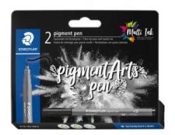 STAEDTLER Filctoll, 1 mm, kúpos, 2 db, 'Pigment pen 376', intenzív fekete (TS37699BK210) (TS37699BK210)