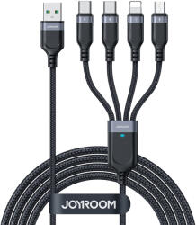 JOYROOM Multi-Use Series S-A18 4 az 1-ben USB-A - USB-C / USB-C / Lightning / micro USB kábel 1, 2 m - fekete