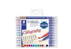STAEDTLER Kalligrafikus marker készlet, 2, 0/3, 5 mm, kétvégű, '3005', 12 szín (TS3005TB12) (TS3005TB12)
