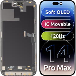MP Piese si componente Display cu Touchscreen MP compatibil cu Apple iPhone 14 Pro Max, cu Rama, Versiune Soft OLED FHD 120Hz IC Movable, Negru (dis/mp/ai14pm/cu/ve/ne) - vexio