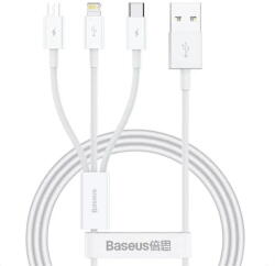 Baseus Cablu de Date USB to USB-C, Lightning, Micro-USB, 100W, 480Mbps, 1.5m - White (KF2349574) - vexio