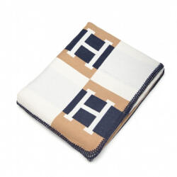 King Home Paris Home Luxus Takaró Tengerészkék-Barna H-Mintás (KHM-5900168835597)