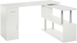 HomCom számítógépasztal, modern, fa, 140x107x74, 6cm, fehér