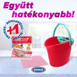 Bonus piros-gránit felmosó vödör + csavaró 18L + ajándék dörzsikendő