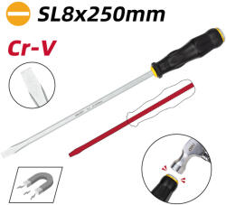 Deli Lapos csavarhúzó átmenő szárral 8x250mm DL6270101