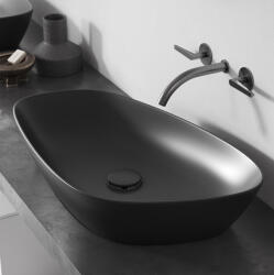 Cersanit Kontra kerámia mosdótál 60x36, 5 cm csaplyuk és túlfolyó nélkül, matt antracit K682-017 (K682-017)